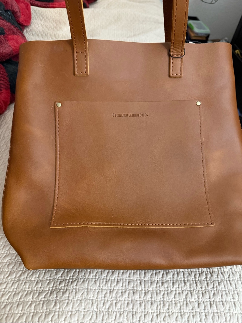 Portland Leather Cognac Brown Leather Tote Bag crossbody